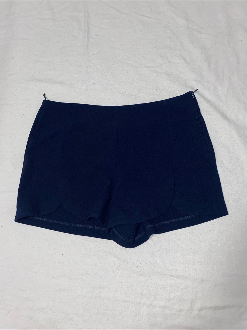 BCX Navy Scallop Edge High Waist Shorts
